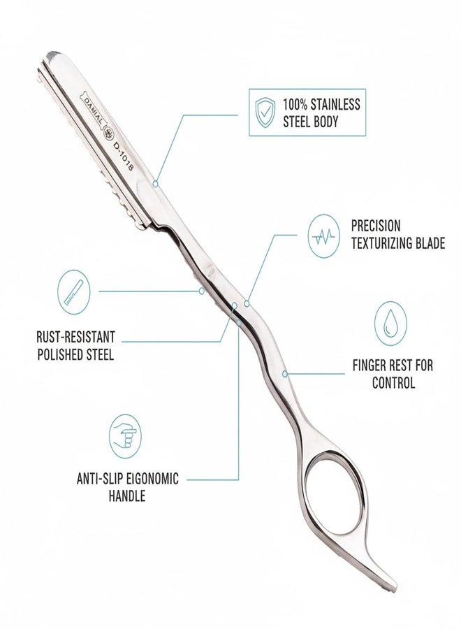 DANIAL Professional Hair Styling Thinning Texturizing Cutting Faether Razor (Silver) - Image 2